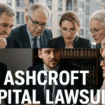 Primary Image: A magnifying glass over financial documents and a gavel, symbolizing the investigation and legal scrutiny in the Ashcroft Capital lawsuit.